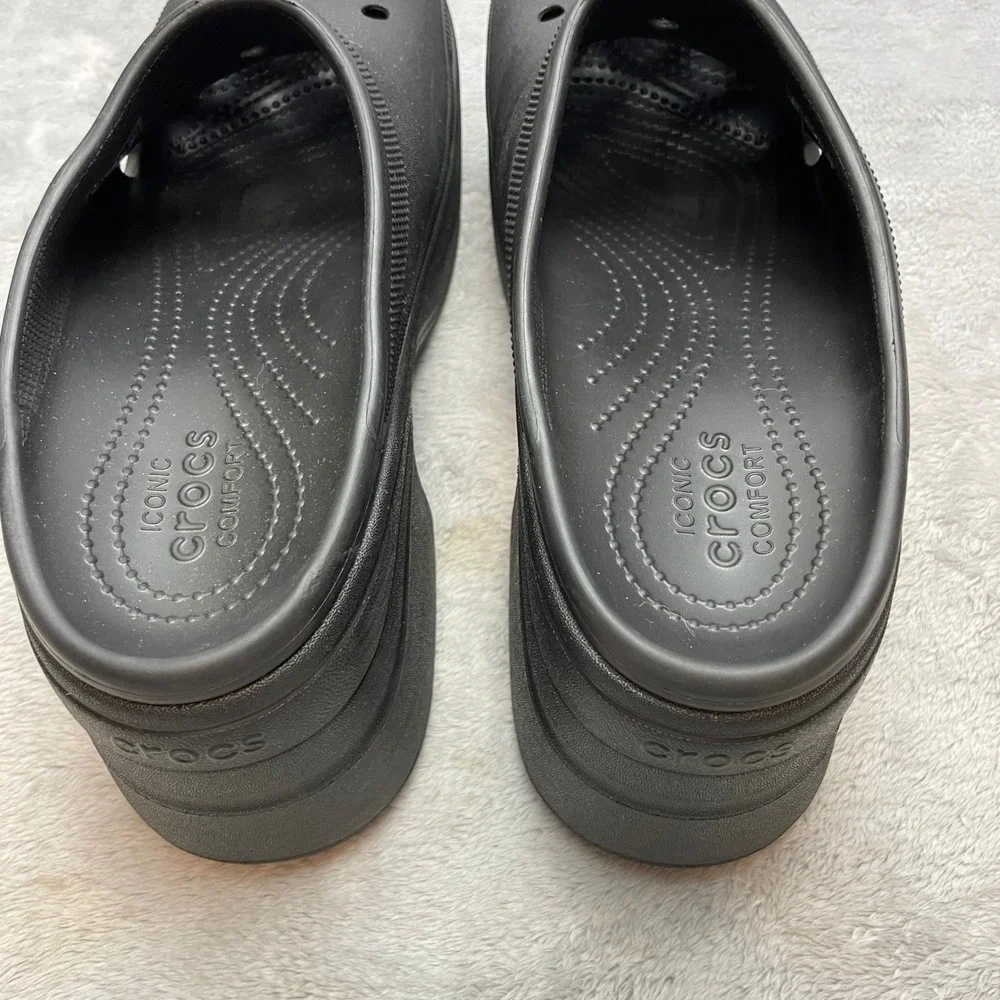 Crocs Unisex Chunky Siren Clog Womens 14 Mens 12 Black Platform Block Heel Mule